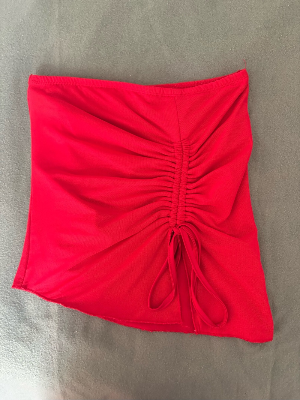 Ruched Drawstring Mini Skirt - Bright Red